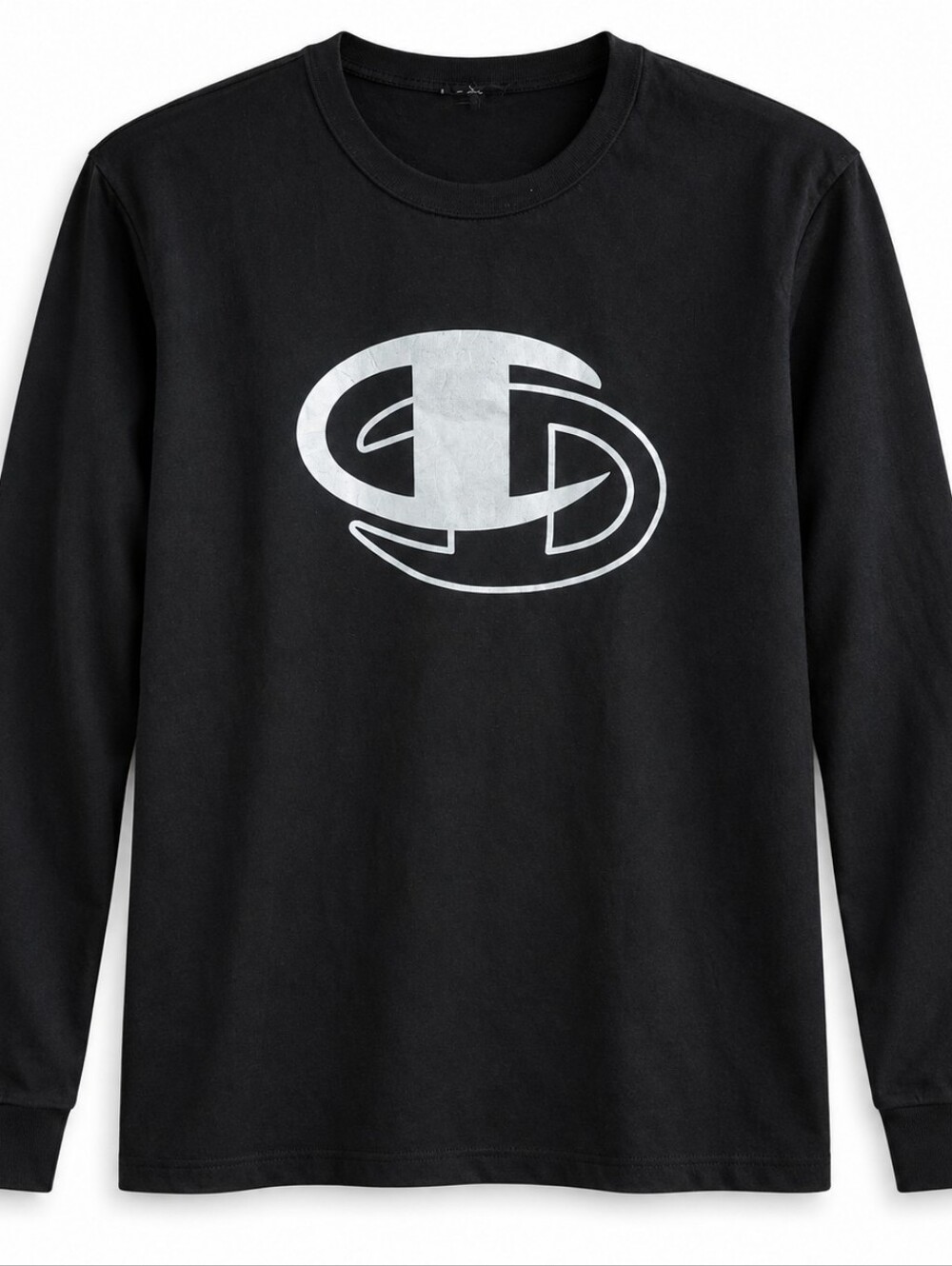 Men’s/Unisex Black Long Sleeve Graphic Tee Small Y2K Streetwear Minimalist